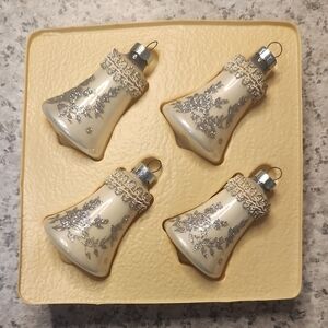 Rauch Victoria Collection Vintage Bell Ornaments Set Glass 1980s Ribbon Trim